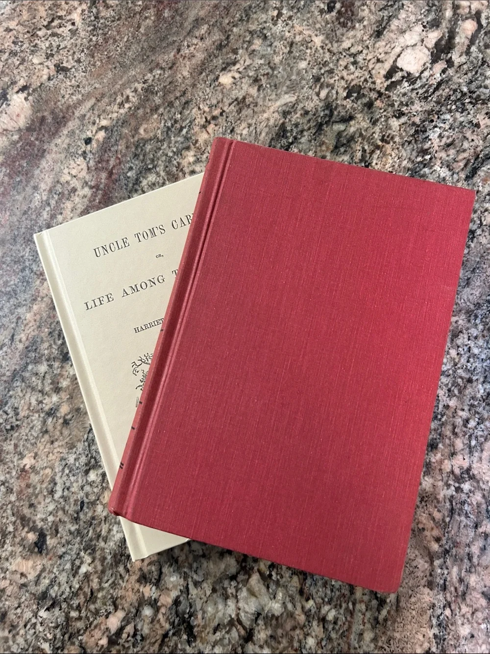 Classic Decorative Stacked Books - Red and Cream Home Accent